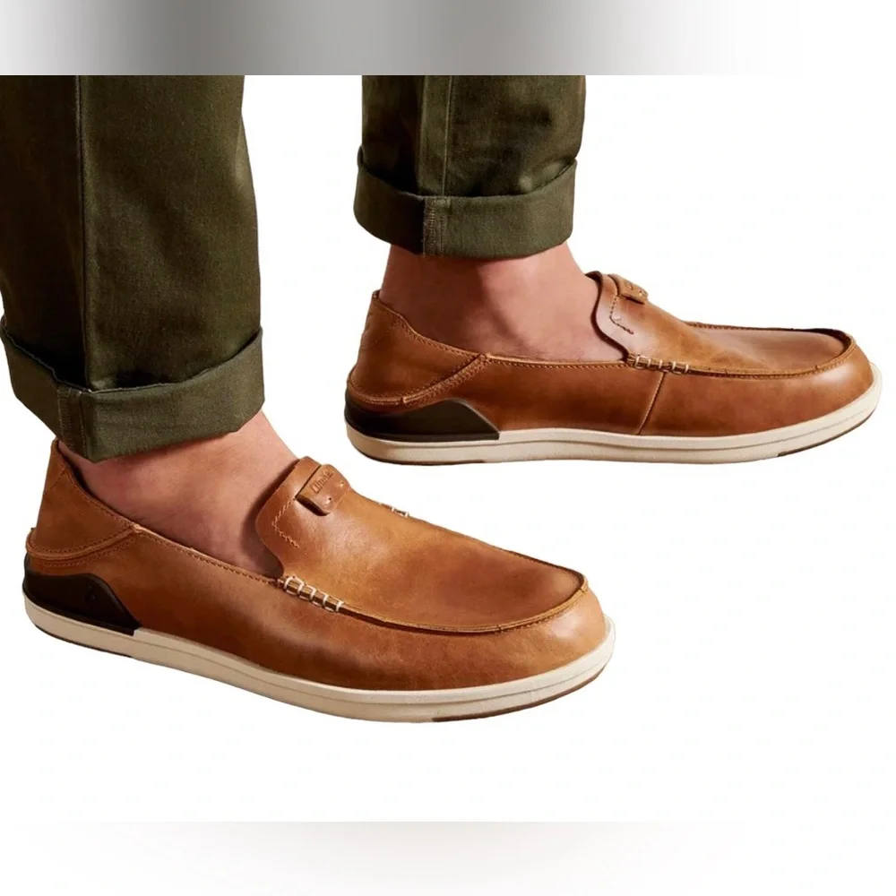 Olukai Kakaha men’s leather slip on loafer shoes size 12